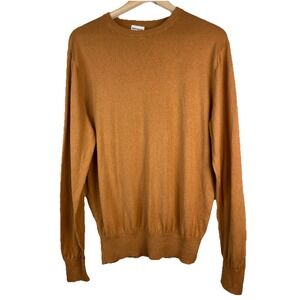 Spier & MacKay Knitwear Men's L Carmel Brown Cotton Silk Blend Pullover Sweater